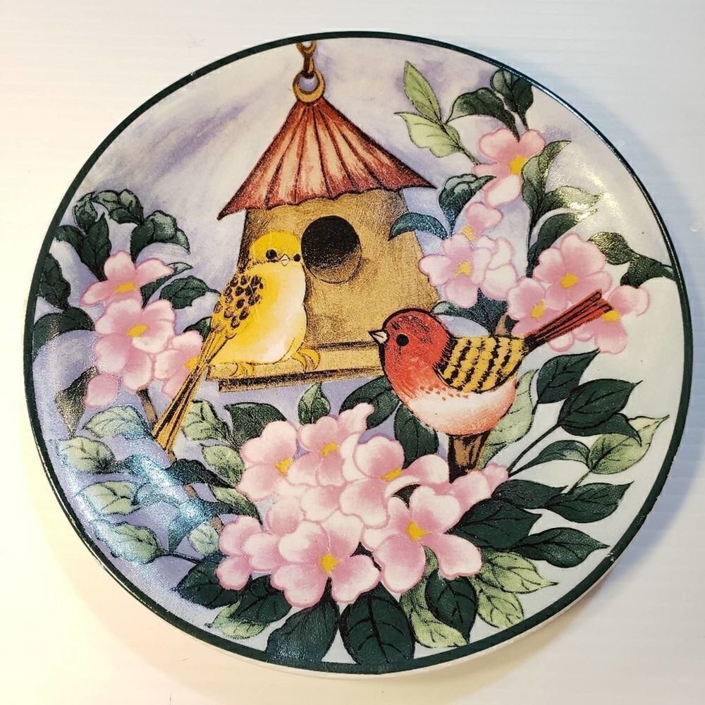 Bird House Flowers Birds Decor Plate 8"